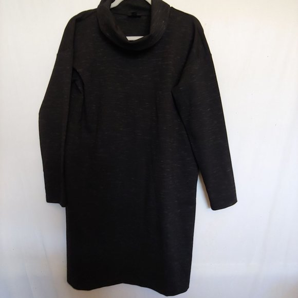 J. Jill Wearever black/gray long sleeve turtle neck knee length dress S pockets - Picture 1 of 15